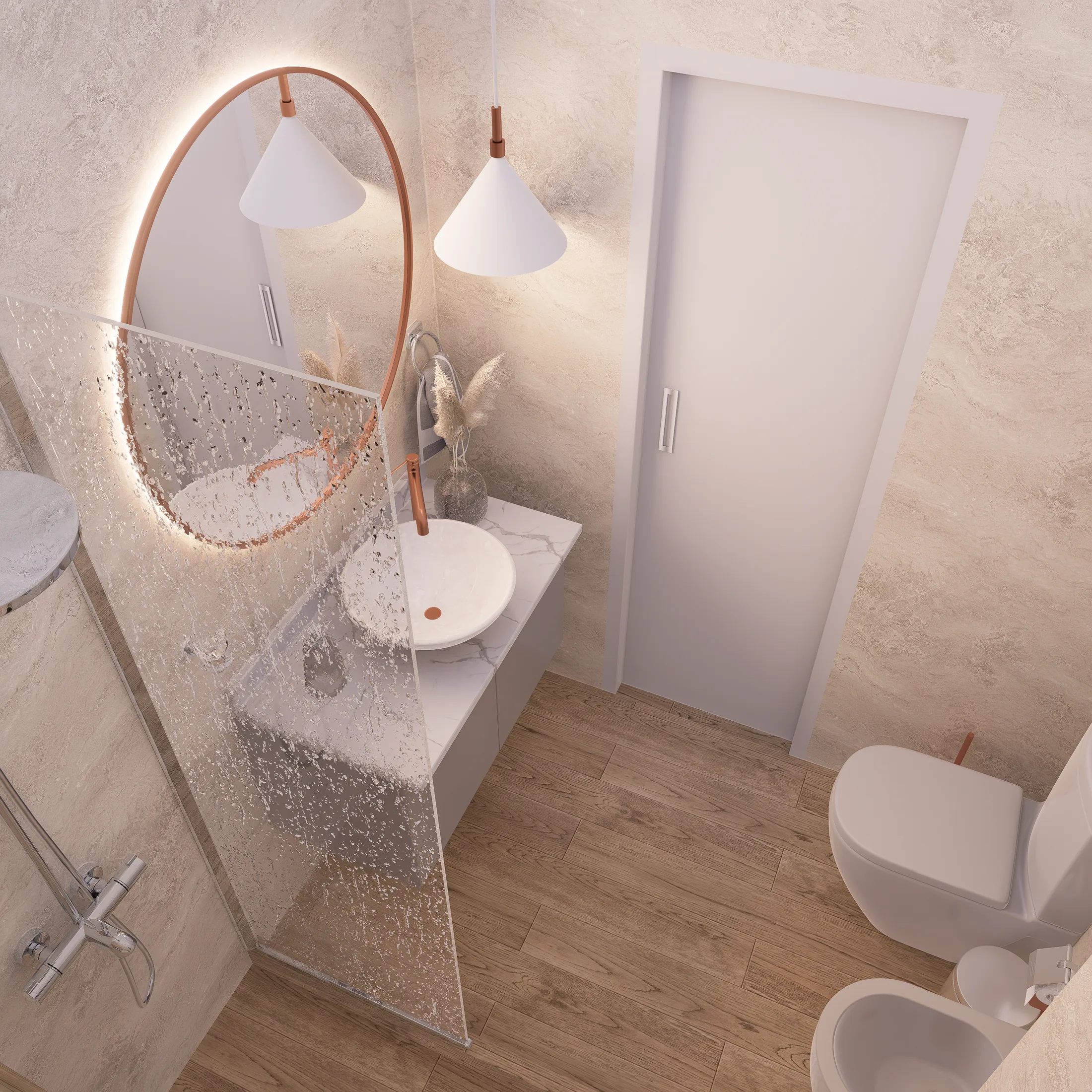Baño con revestimientos claros del Edificio Güemes
